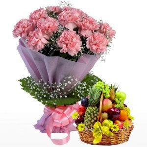 Pink Carnation with Fresh Fruit