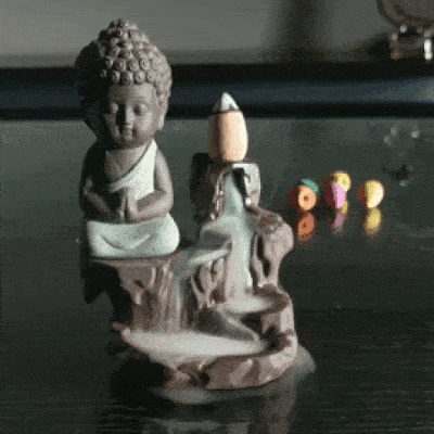 Back Flow Buddha Incense Burner With 10 Cones