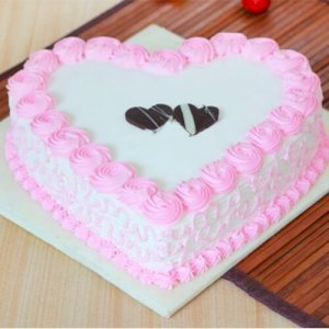 Strawberry Swirls Heart Shape Cake
