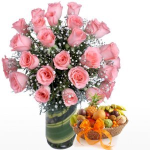 Pink Rose With Fruits