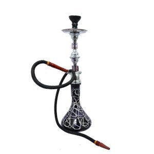 Black Glass Metal Hookah Big