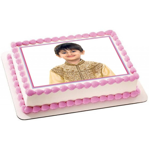 Square Shape Strawberry Photo Cake