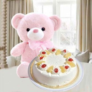 Pineapple Cake N Teddy Combo