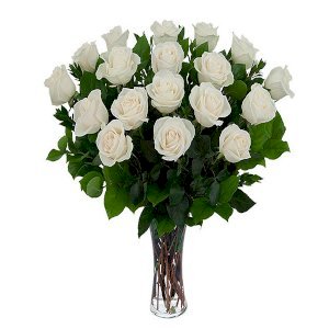 White Roses Vase