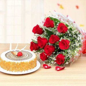 Butterscotch Cake Roses Combo
