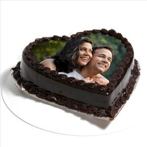 Heart Shape Chocolate Photo Cake