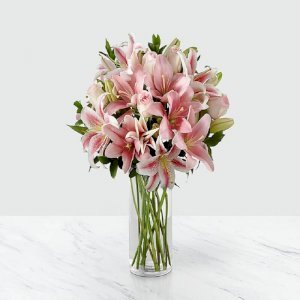 Vase of Pink Lilies