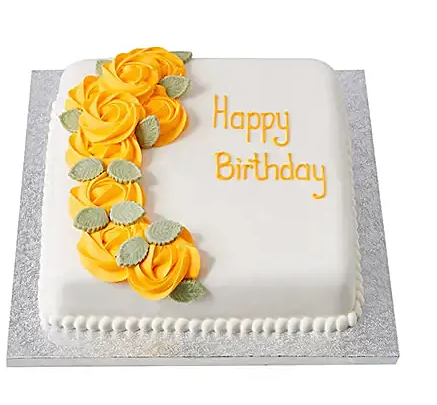 Yellow Roses Butterscotch Fondant Cake