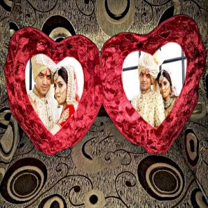 Attach Double Heart Shape Personalised Cushion