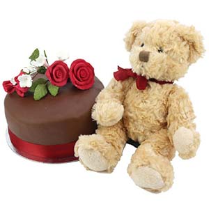Chocolate Rose Cake with Teddy
