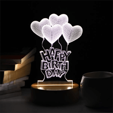 HEART HAPPY BIRTHDAY 3D LED Acrylic Lamp