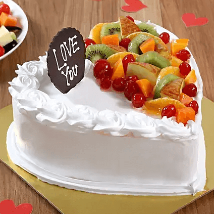 Heart Shape Vanilla Fruit Cake
