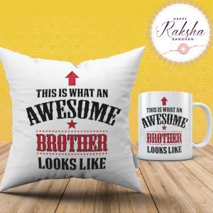 Awesome Bro Looks Like Cushion Mug Combo