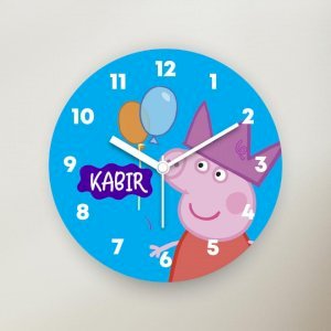 Peppa Pig Theme Personalised Wall Clock