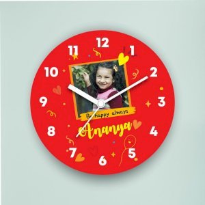 Red Personalized Wall Clock