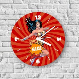 Wonder Woman Theme Persionalised Name Wall Clock
