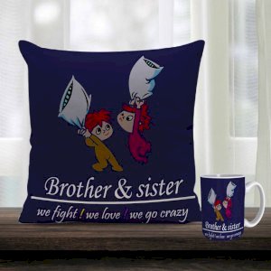Crazy Siblings Cushion Mug Combo