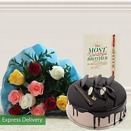 Rakhi Cake n Flower Combo