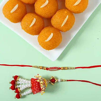 Rakhi Set with Moti Choor Laddu
