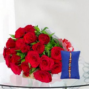 Red Roses Rakhi Combo