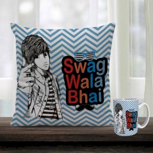 Swag Wala Bhai Cushion Mug Combo