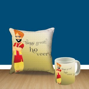 Tussi Great Ho Veer Ji Cushion Mug Combo