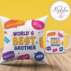 Worlds Best Bro Cushion Mug Combo