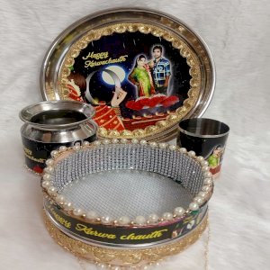 Beautiful Karwachauth Personalized Pooja Thali Set