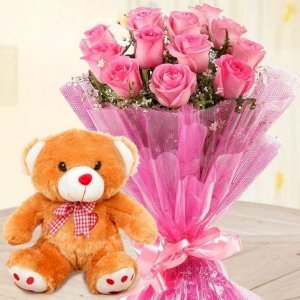 Pink Rose Teddy Combo