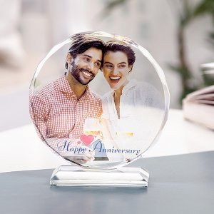 Personalized Anniversary Round Crystal