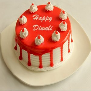 Happy Diwali Strawberry Cake